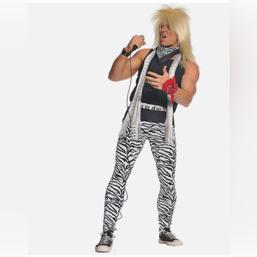 Underwraps Men's 80's Rocker, Zebra/Black, One Size Costume